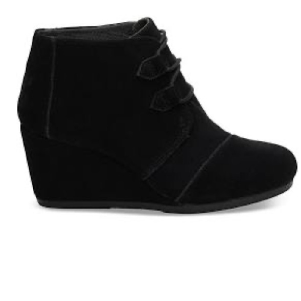 Toms Black Suede Wedges